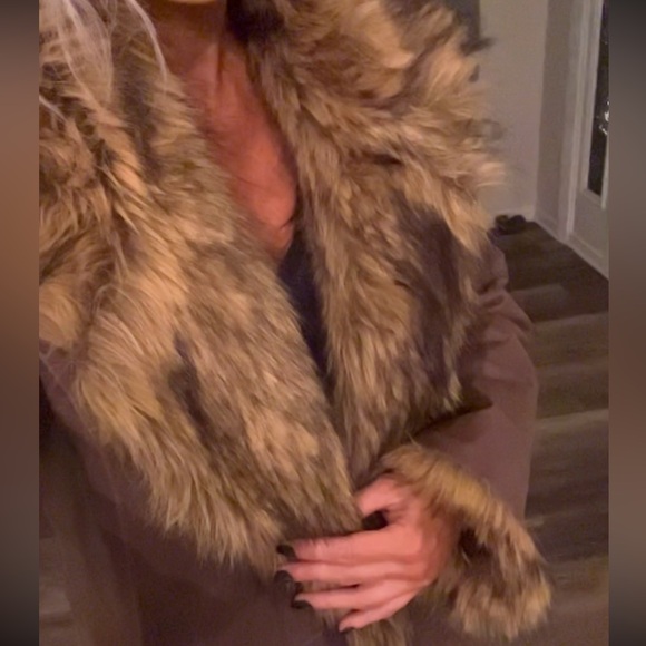 Vintage Newport News brown leather faux fur penny lane coat size Large - Picture 15 of 15